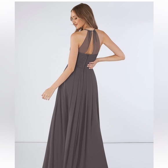 Azazie Dresses & Skirts - Azazie Ginger A-Line Chiffon Floor Length bridesmaid dress -Steel Grey